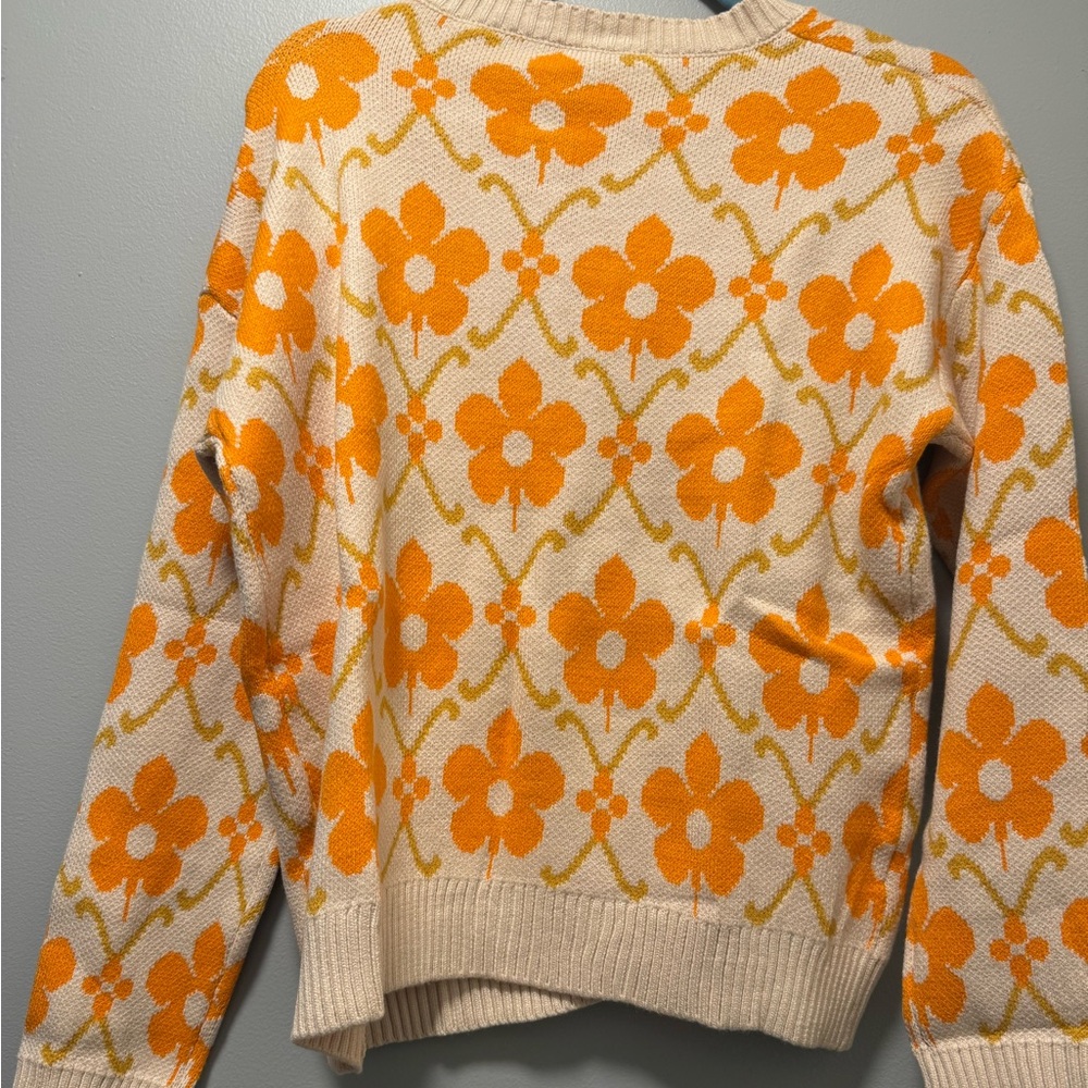NWT Floral Orange Cardigan Sweater - Picture 8 of 8